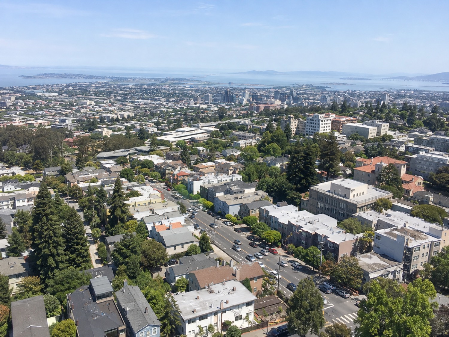 Aerial drone view of Berkeley, CA